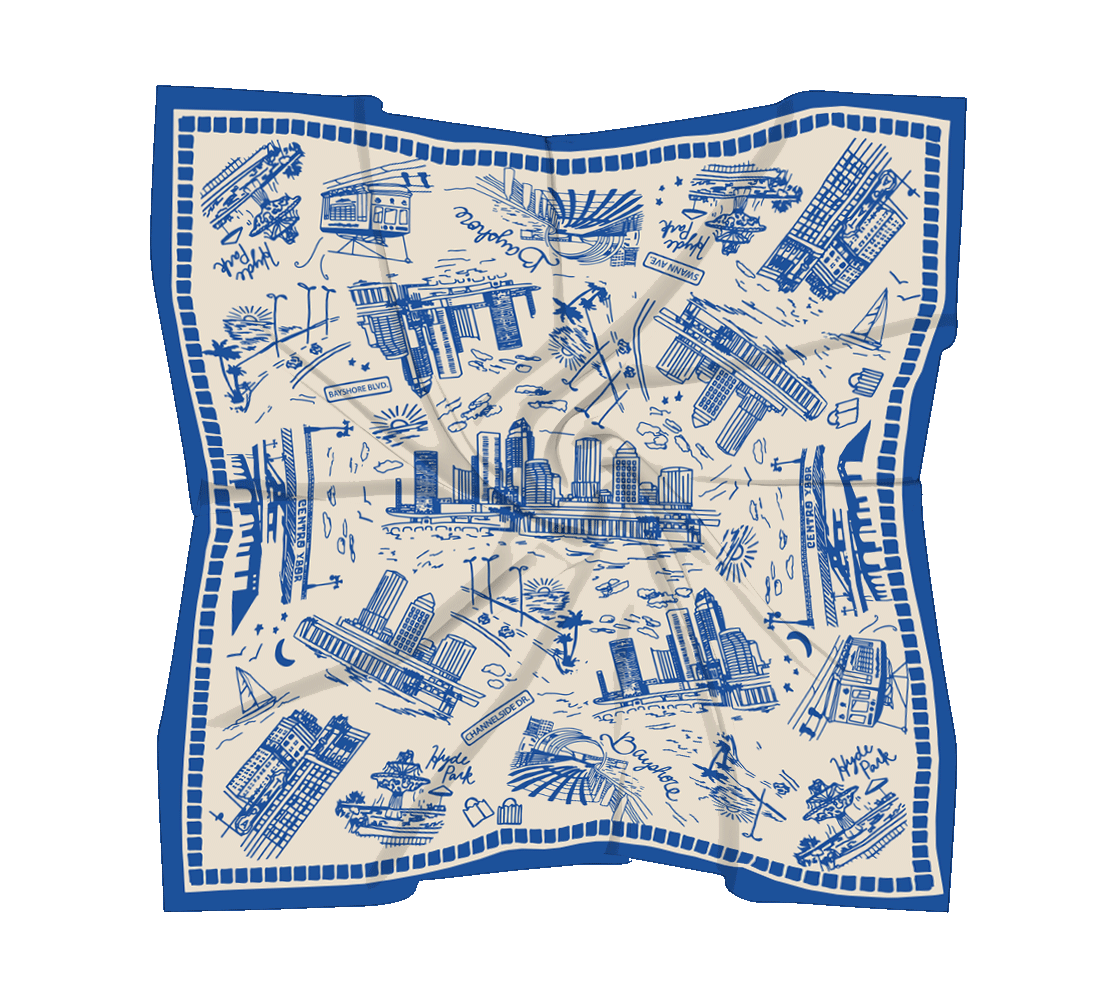 Silk scarf with blue Tampa skyline cityscape design on a beige background Silk scarf 
woman minority owned 
small business 
Best silk scarves for women 2025
Scarves for women Luxury scarves
Designer scarves
Best scarves for woman
Luxury scarves
Silk scarves
Fashion scarves for women
High-quality scarves
Gifts for women
Best scarves for travel
Best scarves for women in their 30s
Affordable luxury scarves for women
silk scarves for women 2025
Top fashion accessories