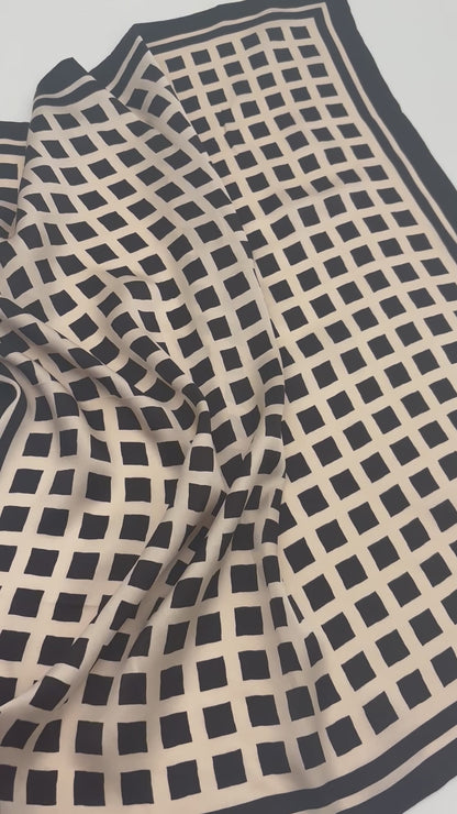 Grid Silk Scarf Bandana
